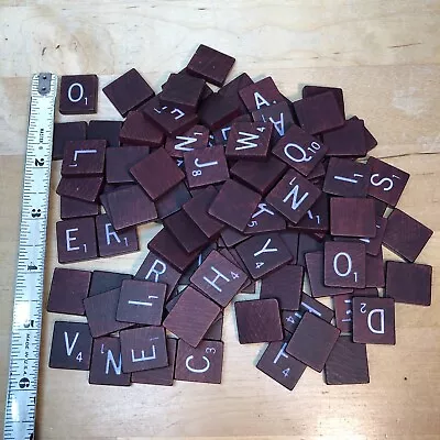 Complete Set Of 100 Scrabble Tiles Maroon Burgundy Replacement Lot Crafts No Bag • $13.99