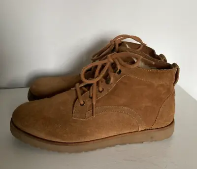 Ugg Suede Leather Shearling Lined Lace Up Ankle Boots UK 7 EU 40 • £14.99