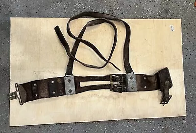 Vintage Leather Divers Leather Weight Belt With Shoulder Straps DESCO -Spec Deal • $175