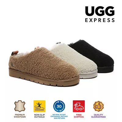 EVERAU® UGG Slippers Women Men Sheepskin Wool Plush Ankle Bootiies Nonslip Teddy • $75