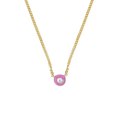 Chan Luu Bezel Set Diamond Pendant Necklace In Violet Enamel And Gold Vermeil • £168.74