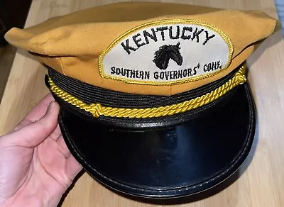Vintage 1960s Yellow KENTUCKY Governor Valet Captains Hat - Visor Drivers Waiter • $213.71