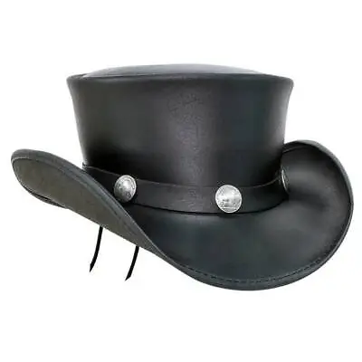 El Dorado Steampunk Leather Top Hat Buffalo Band - Gothic Hat - Motorcyclist Hat • $44.99