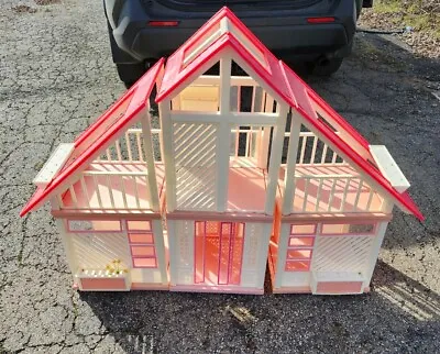 Vintage 1985 Pink Barbie Dream House A-Frame AS IS Retro Dreamhouse Windows Door • $300