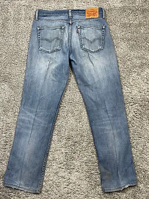Levis 514 Jeans Mens Size 32x32 Blue Dark Wash Denim Slim Straight Distressed • $17