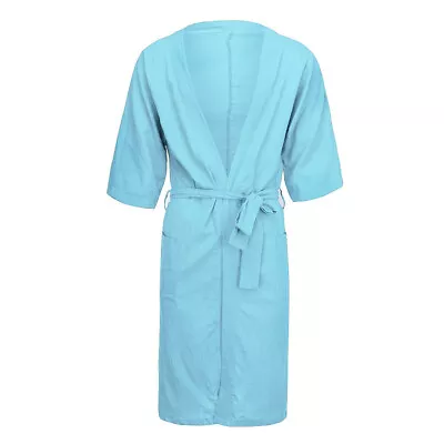 Mens Summer Kimono Bathrobe Gown Sleepwear Night-Robe Cotton Linen Feel Pajama • $29.02