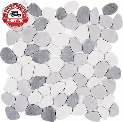 Pebble Tile For Shower Floor Sliced Pebble Mosaic Backsplash Wall Tile Interloc • $92.34