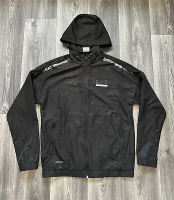 Emporio Armani EA7 Ventus 7 Black Waterproof Rain Windbreaker Jacket Medium Mens • £39.95