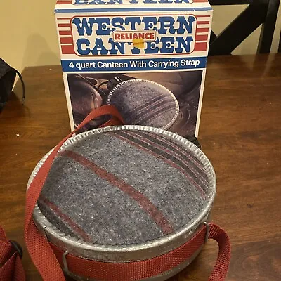 Vintage Reliance 4 Qt Western Canteen With Wool Blanket Covering & Original Box • $38