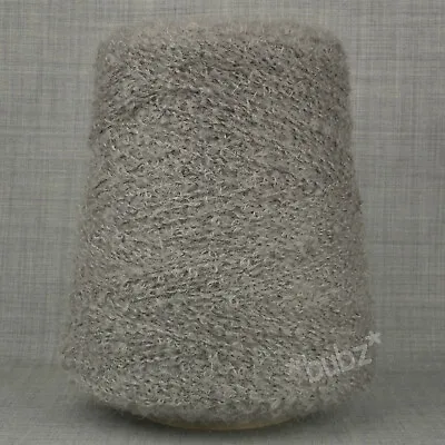 £15.95 • Buy SOFT MOHAIR LOOP YARN SILVER GREY 400g CONE POODLE DOUBLE KNITTING DK WOOL LIGHT