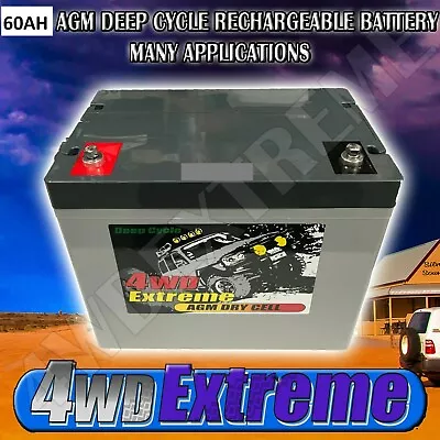 4wdextreme 60ah 12v Deep Cycle Agm Battery Buggy Mobility Dp60 Same Size As 55ah • $165