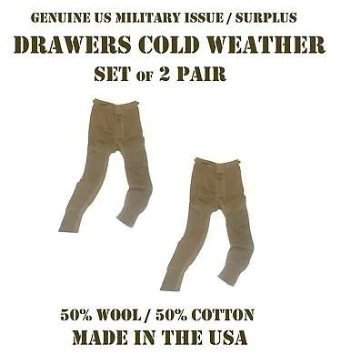 US MILITARY EARLY ECWCS THERMAL DRAWERS COLD WEATHER MEN'S XS 50% WOOL SET Of 2 • $28.95