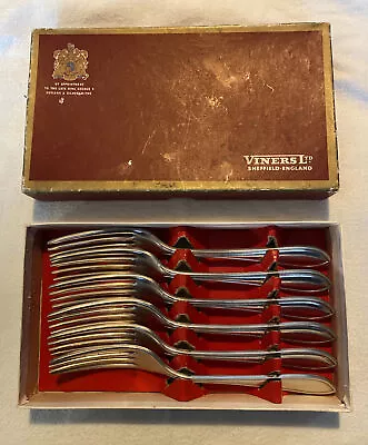 £8 • Buy Boxed Set Of 6 Silver Plated Dessert Forks By Viners Of Sheffield C.1930’s-1950s