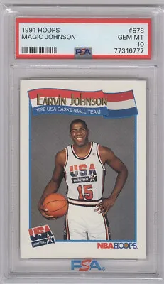 1991 Hoops Magic Johnson #578 PSA 10  USA Dream Team • $36.56