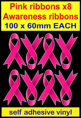 8 Breast Cancer Awareness Ribbon Pink Car Decal Van Sticker Cafe Shop Bar Window • £2.50