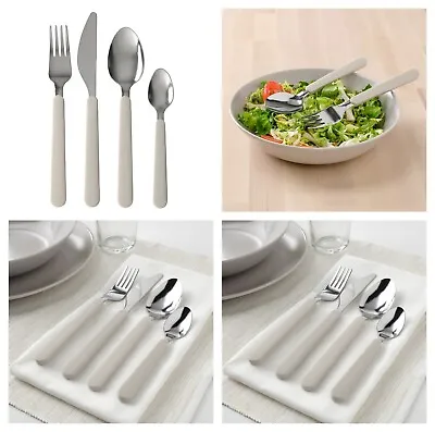 UPPHÖJD 16 Piece Cutlery Set Anti Slip Surface Fork Knife Spoon Teaspoon Beige • £18.88