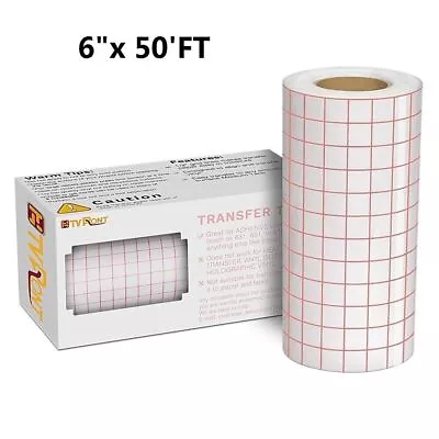 $13.99 • Buy Vinyl Transfer Tape 6  X 50FT Craft Application Paper W/ Red Grid For Cricut