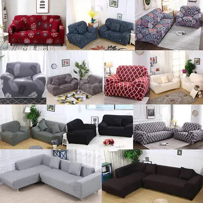 $24.59 • Buy 1/2/3/4 Seat Sofa Cover Stretch Elastic Fabric Couch Covers Slipcover Protector
