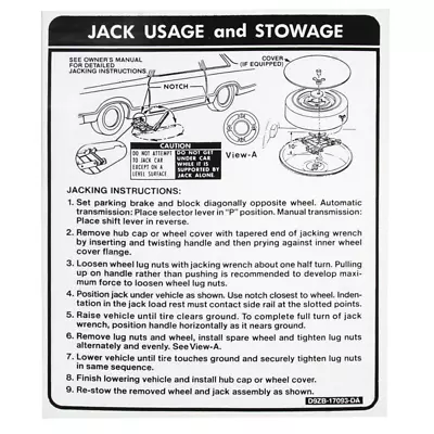 1979-1981 Mustang Hatchback Jack Instruction Decal. • $9.93