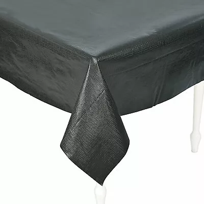 Black Rectangle Vinyl Tablecloth With Flannel Back Party Supplies 1 Piece • $15.99