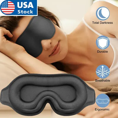 3D Travel Silk Eye Mask Sleeping Soft Padded Shade Cover Rest Relax Blindfold • $10.99