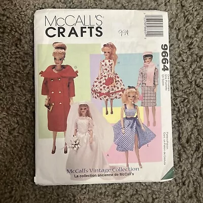 Vintage McCall's Crafts 9664 11.5  Barbie Doll Sewing Pattern 6 Dress Styles UC • $14.60