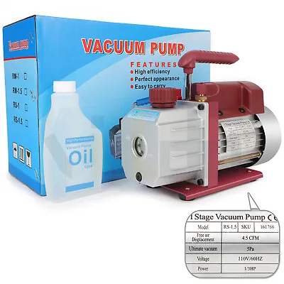$77.99 • Buy 4.5 CFM  Rotary Vane Deep Vacuum Pump 1/3HP 320ML HVAC AC Air Conditioner Tool