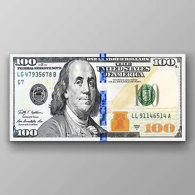 100 Dollars Bill Ben Franklin Money Art Canvas Print Wall Art Office Decor • $49.95