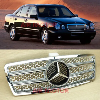 For Benz W210 Front Grill Chrome Silver 2 Pin Pre-Facelift 96-99 4DR Sedan Wagon • $179.01