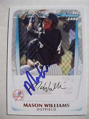 MASON WILLIAMS Signed RC YANKEES 2011 Bowman Prospect Baseball Card AUTO #BP85 • $9.95