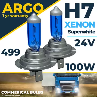 H7 24v Xenon White Headlight 100w 477 499 Hid High Low Lorry HGV Halogen Bulbs • £7.94