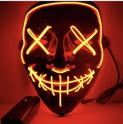 Red LED Purge Halloween Costume Mask Glow In Dark Light Up Scary Rave Festival • $25