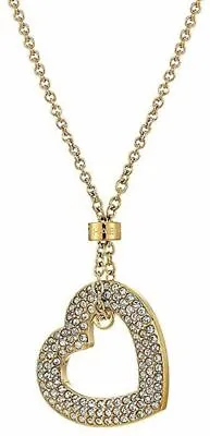 New Authentic Michael Kors Heart Crystal Pave Gold Oversized Necklace Mkj6381710 • $54.99