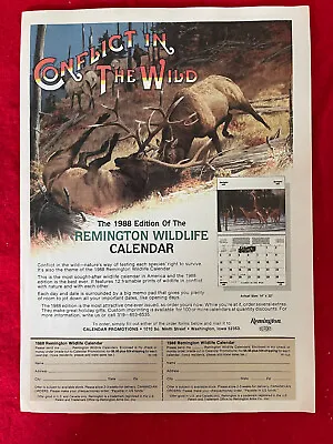 Remington 1988 Wildlife Calendar 1987 Vintage Print Ad • $6.90