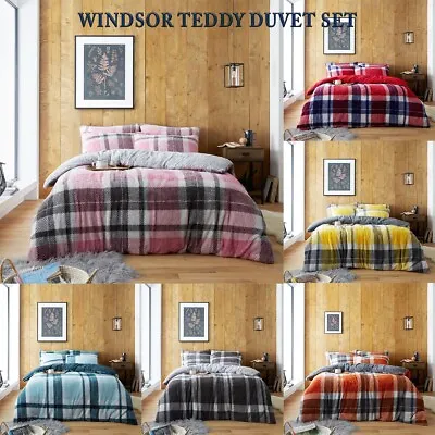 Teddy Bear Windsor Duvet Quilt Cover Warm Sherpa Fleece Bedding Set All Size • £19.49