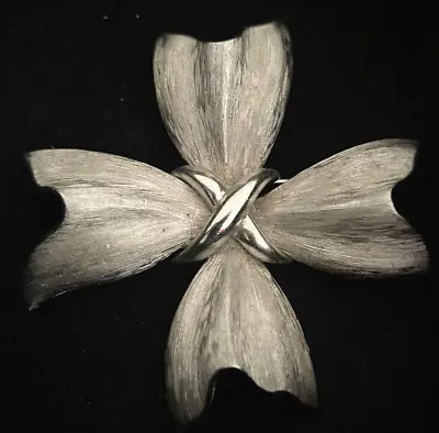 Vintage Crown TRIFARI Maltese Cross Brooch Pin Brushed Matte Silvertone • $22