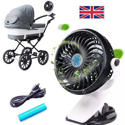 £3.86 • Buy 3 Speeds Mini Cooling Fan USB Rechargeable Clip On Desk Baby Stroller Portable O