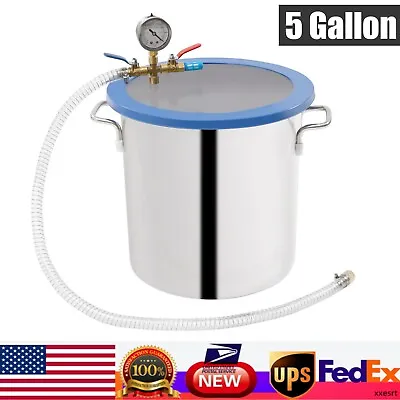 $97.63 • Buy 5 Gallon Tempered Glass&Stainless Steel Vacuum Degassing Chamber For Curing Wood