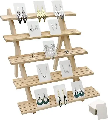 5 Tiers Wooden Earring Display Rack Jewelry Rings Shelf Watch Stand Holder AU • $28.88