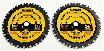 2 Dewalt 6-1/2  Carbide 24t Cordless Circular Saw Blades Framing 24 Dwa161224 • $23.99