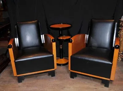Pair Art Deco Club Chairs Arm Chairs Biedermeier Sofa • £3500