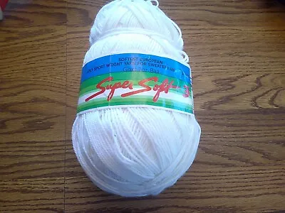 Super Soft 3 Lana Moro Brushed Acrylic 3 Ply 7 Oz. Sports Yarn - White NEW • $5.99