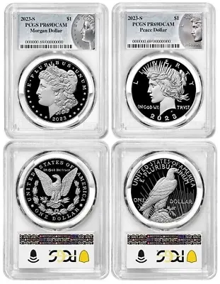 2023  - S Morgan & Peace Silver Dollar $1 2pc Set PCGS PR69DCAM • $156.99