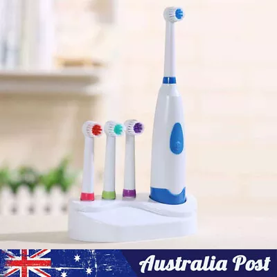 1 Set Electric Toothbrush With 4 Brush Heads Battery Operated Oral Hygiene AU • $14.53