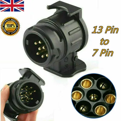 13 To 7 Pin Plug Truck Trailer Electric Adapter Towbar Towing Socket Waterproof • £5.99