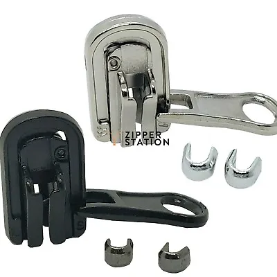 Reversible #5 Zip Pull Repair Set - 1 Zip Slider/2 Stops For Chunky Plastic Zip • £3.40
