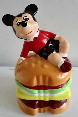 Rare - Vintage Mickey Mouse Reclining On Giant Burger Ceramic Money Box Bank • $29.02