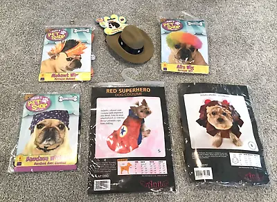 Dog & Cat Costumes Cowboy Hat Afro & Mohawk Wigs Lion Size Small Halloween • $15