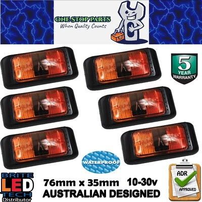 $33.91 • Buy 6 X LED CLEARANCE LIGHTS SIDE MARKER LAMP RED AMBER TRAILER TRUCK CARAVAN VOLT