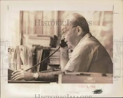 Press Photo Author Ted White On The Telephone In His Bridgewater Home Office • $15.99